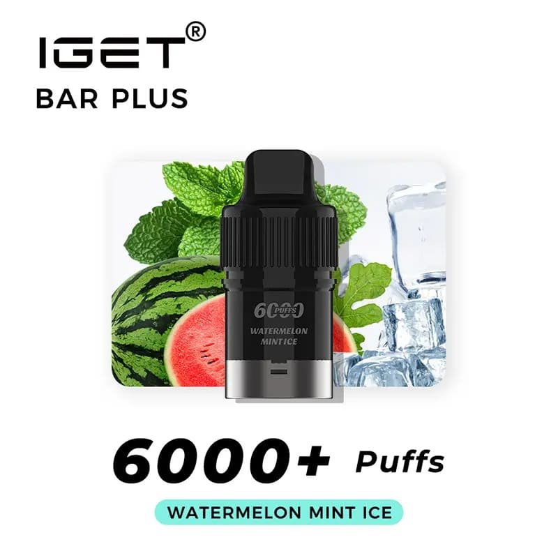IGET BAR PLUS POD 6000 Watermelon Mint Ice 1 IGET BAR PLUS POD 6k watermelon mint ice