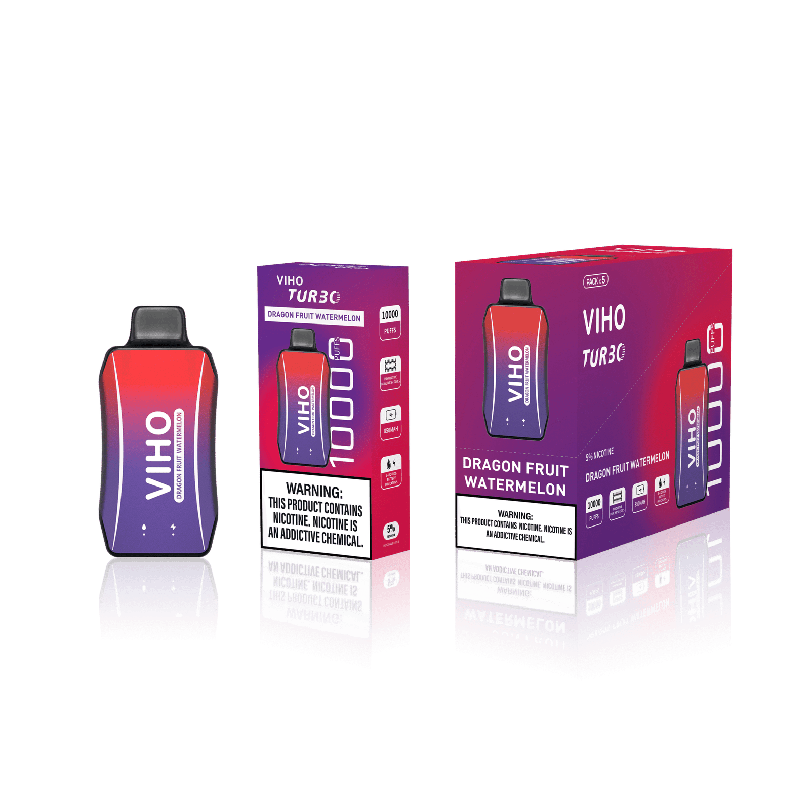 Dragon Fruit Watermelon Viho Turbo Vape 10K Puff 1 Dragon Fruit Watermelon Viho Turbo Vape 10K Puff