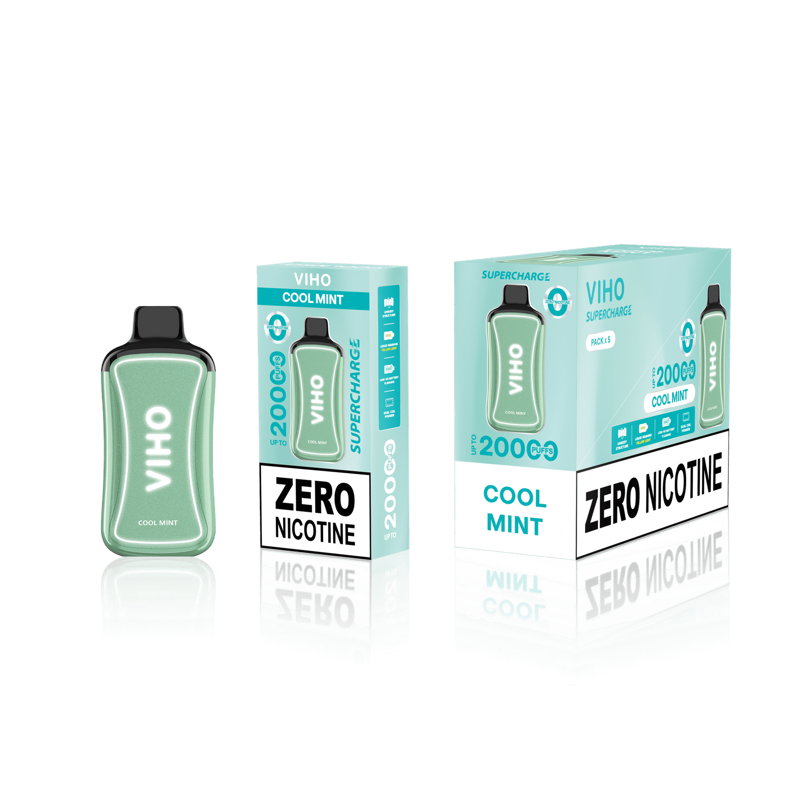 Cool Mint Viho Supercharge 0% Nicotine 2 Cool Mint Viho Supercharge 0% Nicotine - Image 2