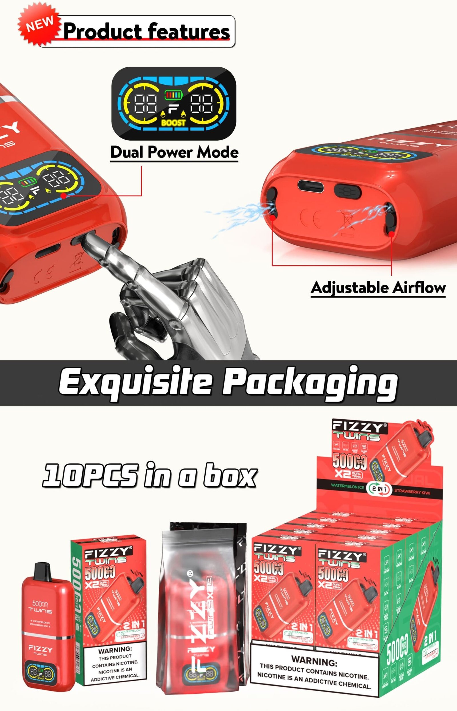 fizzy twins dual flavor 50000 puuffs