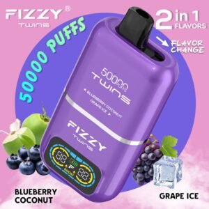 Fizzy Twins Dual Flavor 50000 Puffs 2IN1 Blueberry Coconut+Grape Ice
