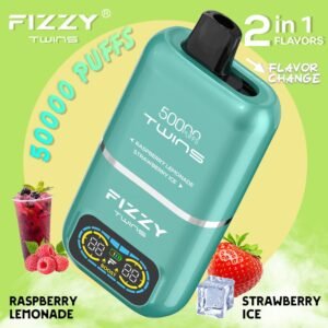Fizzy Twins Dual Flavor 50000 Puffs 2IN1 Raspberry Lemonade+Strawberry Ice