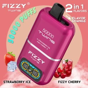 Fizzy Twins Dual Flavor 50000 Puffs 2IN1 Strawberry Ice+Cherry