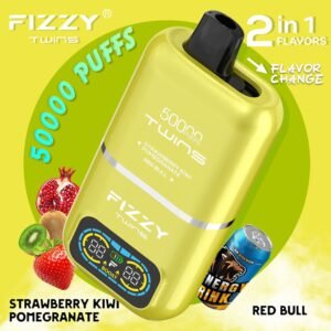 Fizzy Twins Dual Flavor 50000 Puffs 2IN1 Strawberry Kiwi Pomegranate+Red Bull