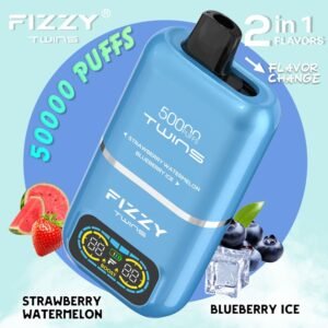 Fizzy Twins Dual Flavor 50000 Puffs 2IN1 Strawberry Watermelon+Blueberry Ice