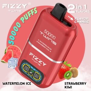 Fizzy Twins Dual Flavor 50000 Puffs 2IN1 Watermelon Ice+Strawberry Kiwi